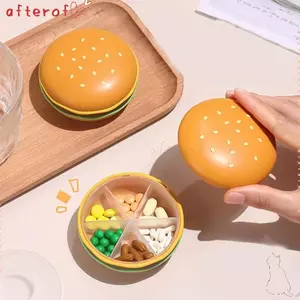 Hộp phân phối thuốc AFTEROF, Hộp lưu trữ kín Mini loại Hamburger 2 / 3 / 6, đa chức năng di động có nắp đựng thuốc