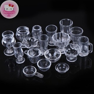 Moonlights 17 Cái / bộ 1: 12 Nhà Búp Bê Thu Nhỏ Trong Suốt Bộ Đồ Ăn DIY Đồ Chơi Nhà Bếp EN