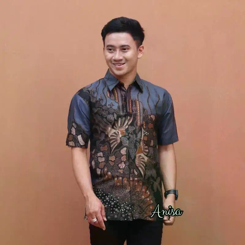 Áo sơ mi batik tay ngắn nam dành cho mùa hè 2025, phong cách thời trang Hồi Giáo từ Malaysia và Indonesia, size có sẵn.
