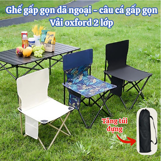 Ghế Gấp Gọn Dã Ngoại Du Lịch, Ghế Câu Cá Tựa Lưng Vải Oxford 2 Lớp Siêu Bền Tặng Túi Đựng Tiện Lợi