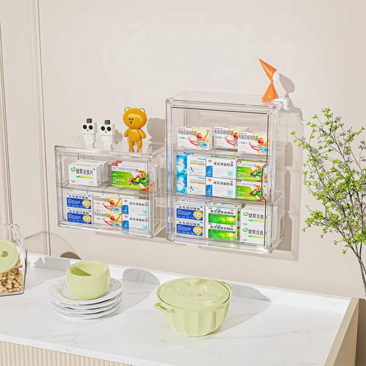 Tủ Đựng Thuốc Y Tế Dán Tường Trong Suốt, Kệ Trưng Bày Gắn Tường Đa Năng, Tiết Kiệm Diện Tích DINO