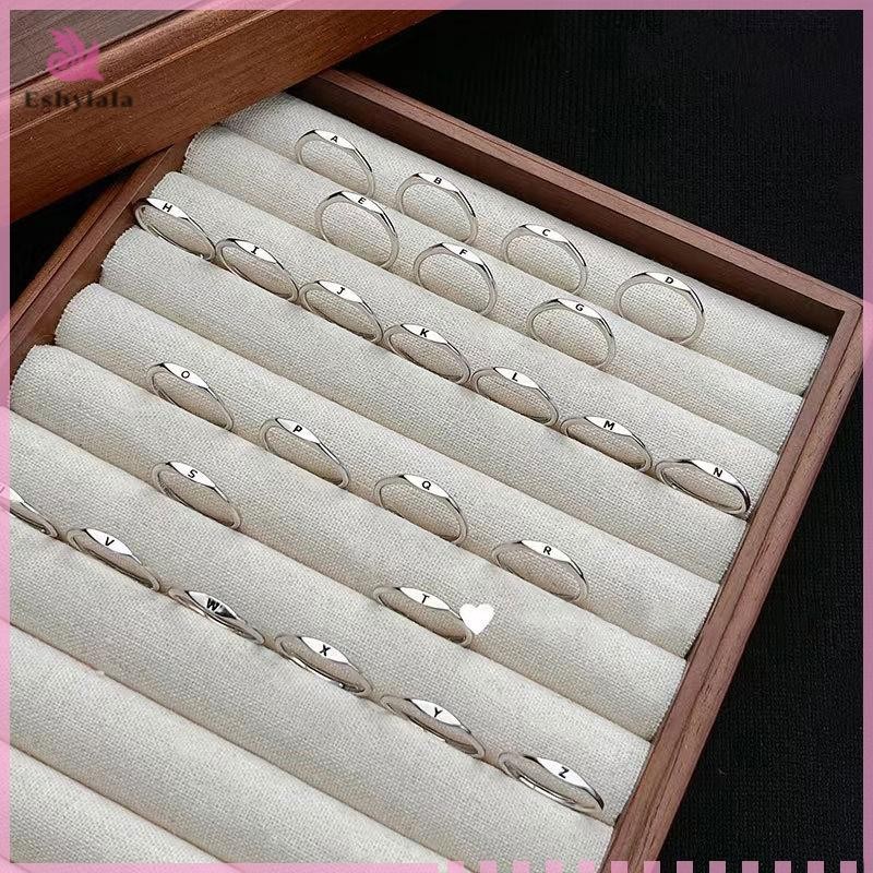 Bạc Thời Trang Hàn Quốc 26 Chữ A-Z Mở Nhẫn Nam Nữ Nhẫn Cặp Đôi Quà Tặng Trang Sức [MỚI]