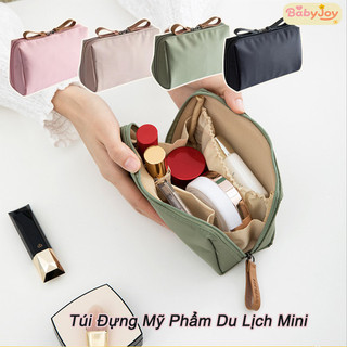 【BabyJoy】Túi Đựng Mỹ Phẩm Du Lịch Mini,túi son môi,nhiều ngăn đựng,Dễ dàng mang theo,Dây kéo đôi bằng da