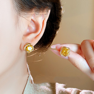 Bông tai hình học thời trang cao cấp với kim cương giả, ánh sáng sang trọng và độc đáo