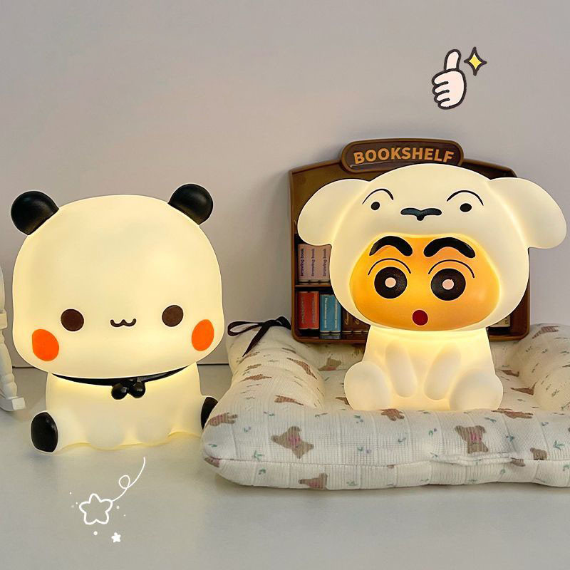Crayon Shin-Chan Panda Yier Bubu Đèn Ngủ Phát Sáng Đồ Chơi Dễ Thương Đèn Ngủ Sinh Nhật Trẻ Em Quà Tặng Giáng Sinh