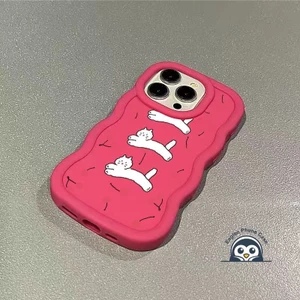 Ốp điện thoại mờ hoạt hình dễ thương Cat Cherry 3D Wave cho Realme Note 60 60 60X 50 P3X P1 Pro 5G 4G Vỏ phong cách Graffiti đơn giản Ốp lưng màu trơn