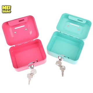 MeiShao Hộp An Toàn Tiền Hộp Tiền Mặt Chìa Khóa Kim Loại Tiền Ngân Hàng Nhỏ Hộp Khóa An Ninh Di Động Chắc Chắn Có Thể Khóa Hộp Đựng Tiền Xu
