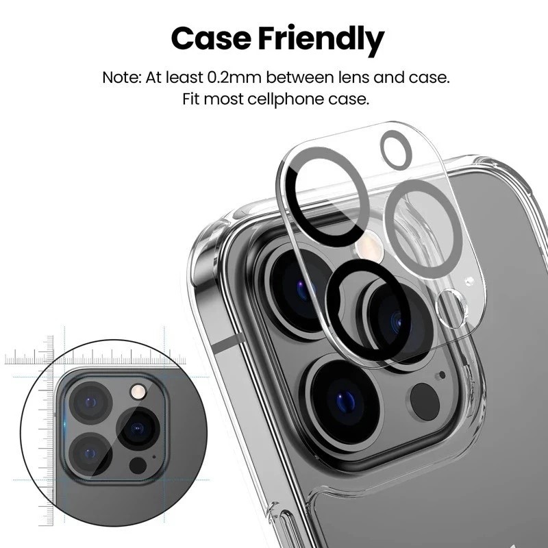 Kính Trong Suốt Bảo Vệ Ống Kính Máy Ảnh Cho iPhone 17ProMax 17Air 16 15 14 13 12 11 Kính Cường Lực Camera Bảo Vệ Phim