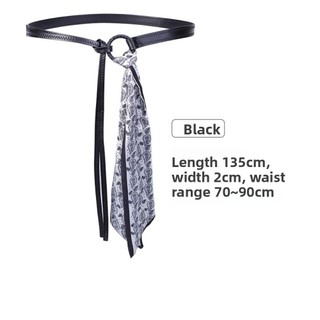 Thắt lưng ruy băng lụa nữ NECKLACEMASK, Thắt lưng cổ điển bằng da PU, Thắt lưng thường ngày Punk Retro