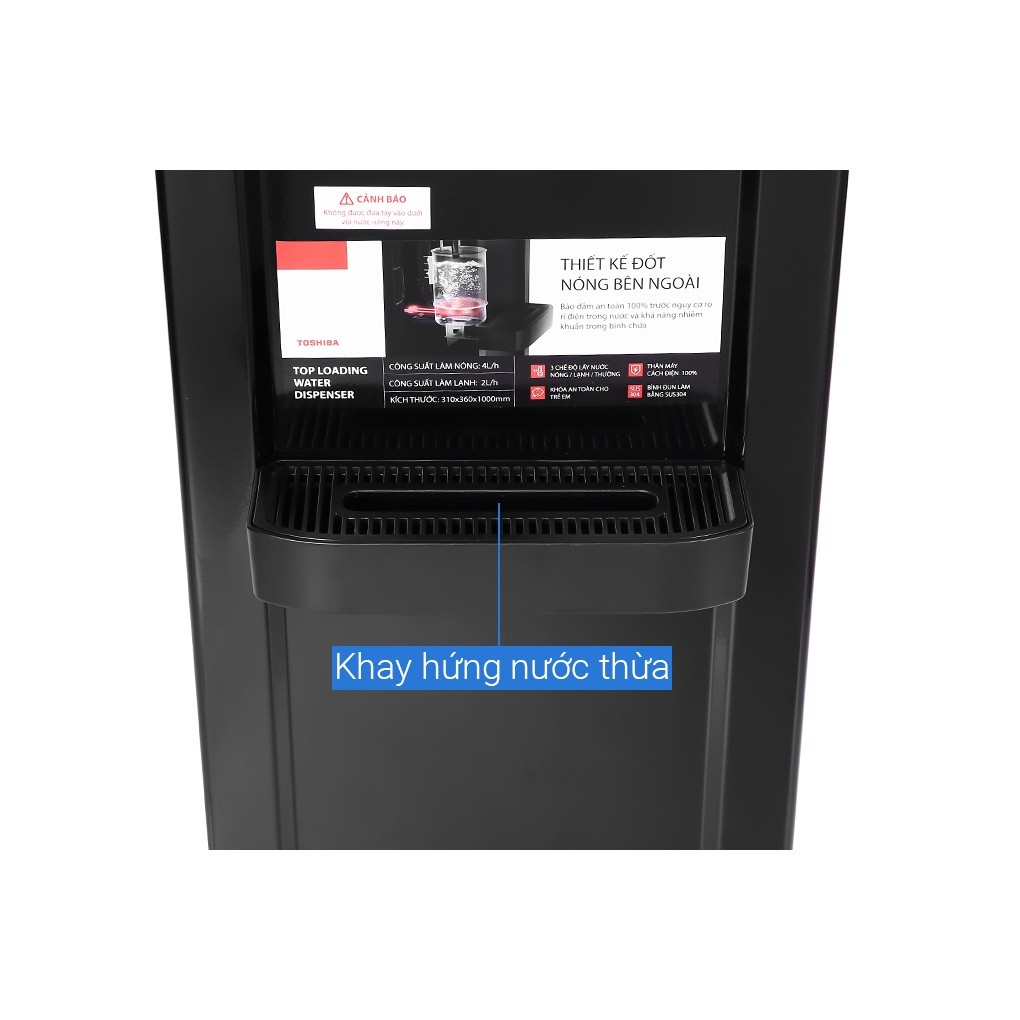 Cây nước nóng lạnh Toshiba RWF-W1917TV(K) - Công suất 650W - Bảo hành chính hãng 12 tháng