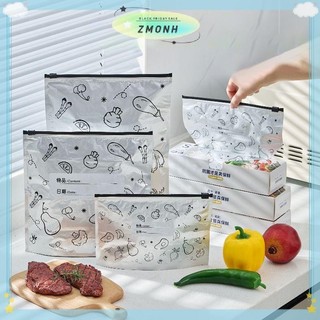 ZMONH 10 Cái / túi Túi Túi Đựng Thực Phẩm Lá Nhôm Dung Tích Lớn Chống Rò Rỉ Tủ Đông An Toàn Nhà Bếp Túi Tươi Giữ Tươi Túi Khóa Zip Có Thể Tái Sử Dụng