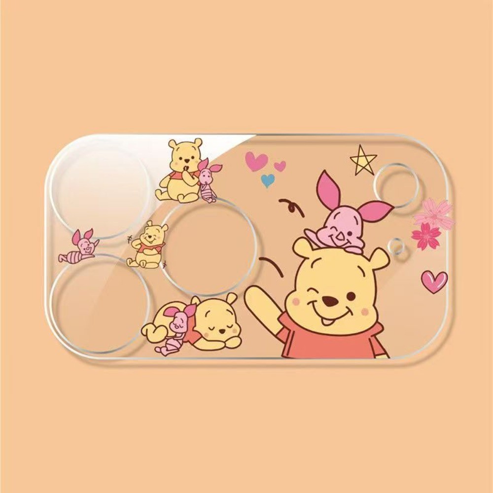 Stitch Dâu Pooh Gấu Điện Thoại Ống Kính Máy Ảnh Bảo Vệ Điện Thoại 17 Pro Max 17Air Camera Kính Cường Lực Trong Suốt