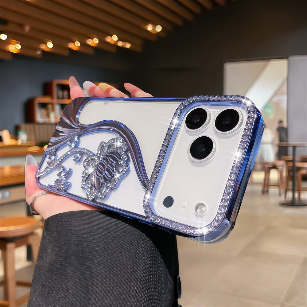 Ốp Điện Thoại Sen Kim Cương Lấp Lánh Sang Trọng Cho iPhone 17 Pro Max Air 16 12 13 14 15 Pro Max 16 plus Ống Kính Bảo Vệ Camera Vỏ Chống Sốc Vỏ Mềm TPU Vỏ Bảo Vệ Điện Thoại