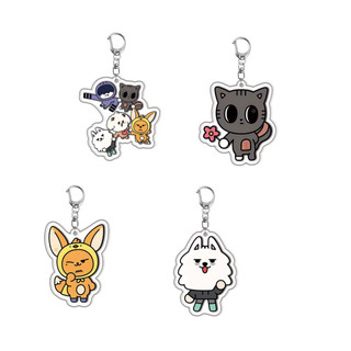 Women Men Arcylic Keychain Fashion Animal Cat Figure Yellow Spring Red Maple Leaf Shape Jewelry Costume Accessories Part