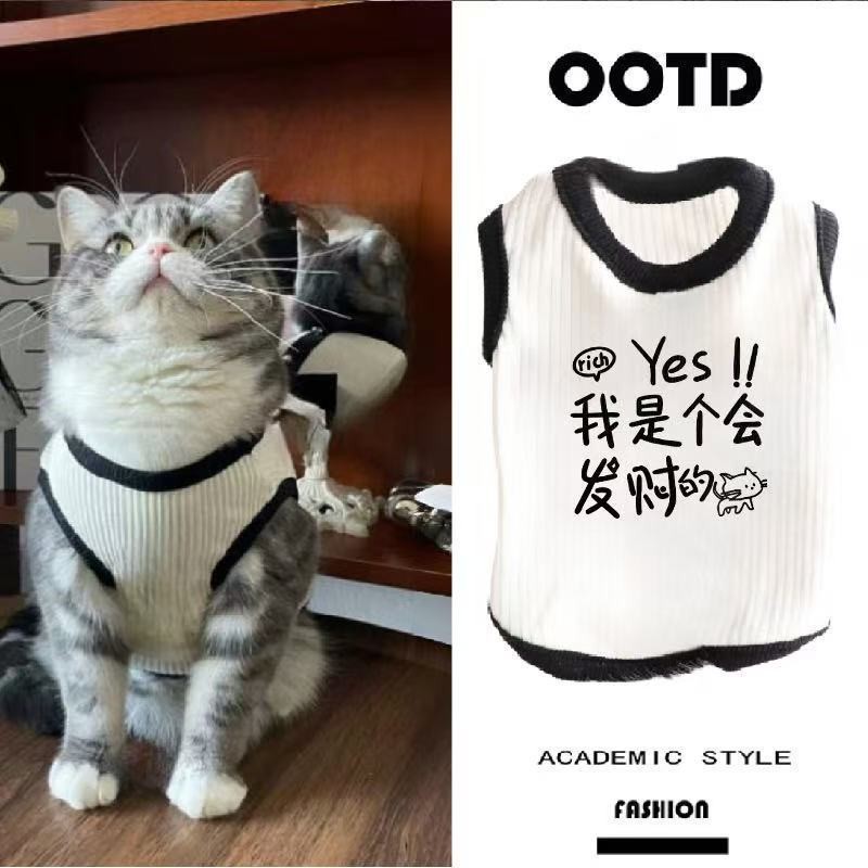 Quần Áo Cho Chó Mèo Mùa Xuân Mùa Hè Thú Cưng Mèo Bạc Chuyển Màu Xanh Mèo Chống Trơn Thoáng Khí Dễ Thương Mát Băng Lụa Áo Vest