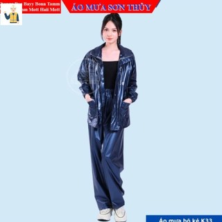K33_Bộ áo mưa nhựa PVC kiểu mới K33 Sơn Thủy, Siêu dai, Siêu chống thấm, nhựa nguyên sinh không mùi dobaoholaodonghn
