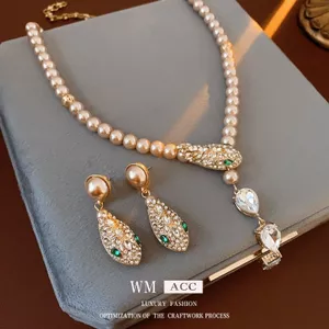 Thời Trung Cổ Cổ Điển Hình Rắn Bộ Bạc Kim Cương Ngọc Trai Bông Tai Sang Trọng Ánh Sáng Cao Cấp Retro Bông Tai Nữ 2026-6-11