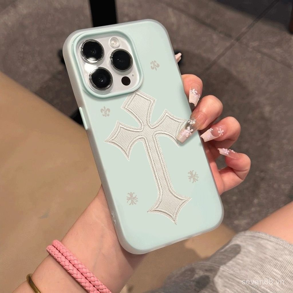 Ốp Điện Thoại Thích Hợp Cho iPhone 11 12 13 14 15 16 17 Pro max Plus Air White Cross Chống Sốc Vỏ Bảo Vệ Chống Sốc Bao Gồm Tất Cả UEHK