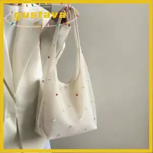 Túi thêu nách GUSTAVA, Túi thêu hoa phong cách Hàn Quốc dung tích lớn, Chất liệu gạc thanh lịch Túi Tote lưới sang trọng Sử dụng rộng rãi