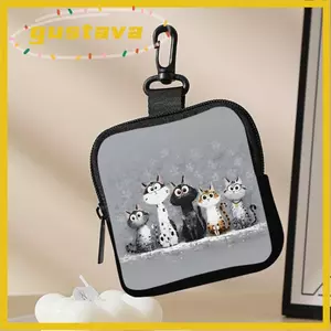 Ví đựng tiền xu hình mèo dễ thương GUSTAVA, Ví có khóa kéo PVC chống nước, Túi đựng tai nghe nhẹ cầm tay Mini sáng tạo Bạn bè