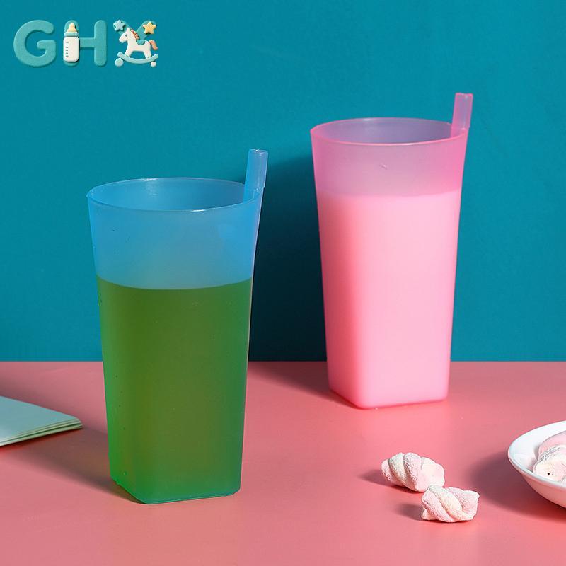 GHX Trẻ Em Sip Cốc Tích Hợp Ống Hút Sữa Màu Kẹo Sippy Cốc Cốc Uống Ống Hút Cho Trẻ Em VN