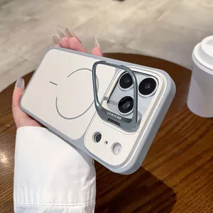 Thay đổi ngay lập tức iPhone17promax Giá đỡ ống kính Vỏ điện thoại từ tính Thích hợp cho Apple 16 Skin Feel Vỏ bảo vệ hai màu