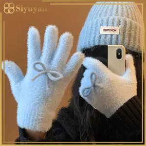 Siyuyan Dễ Thương Nơ Ngọt Ngào Sang Trọng Găng Tay Chống Lạnh Học Sinh Mùa Đông Ấm Áp Năm Ngón Găng Tay Nữ Phụ Kiện Thời Trang Quà Tặng Giáng Sinh VN