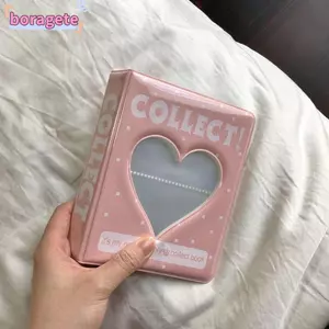 Album Ảnh BORAGETE, Giá Đỡ Photocard PVC Rỗng, Trái Tim Tình Yêu Mini 64 Túi Đựng Ảnh Nữ
