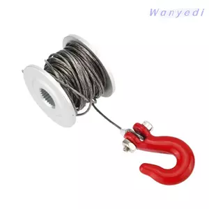 WANYEDI RC Tời Cuộn, Dây Thép Đỏ Bạc Dây Thép Dây Thép Móc Kéo, Bền 25T Spline Gear Kim Loại Tời Trống Bánh Xe Mô Phỏng Leo Xe