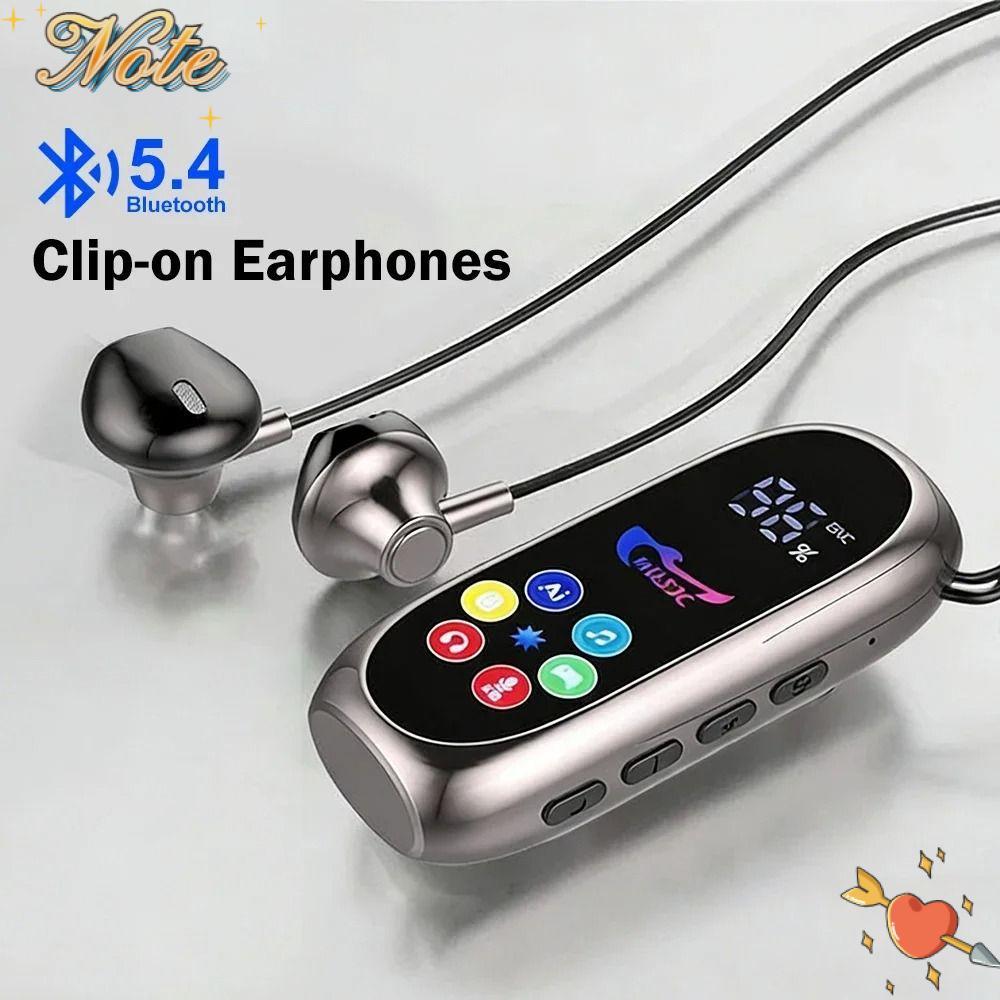 NOTE1 Tai nghe kẹp, Tai nghe đeo cổ Lavalier HD Mic Bluetooth 5.4, Giảm tiếng ồn Màn hình màu Hỗ trợ thẻ TF Tai nghe chơi game K Song