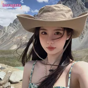 Mũ chống nắng chống tia cực tím BORAGETE, Mũ xô vành 12cm ngoài trời mùa hè, Mũ Unisex Panama Mũ thời trang chống nước đi bộ đường dài Mũ câu cá nam nữ