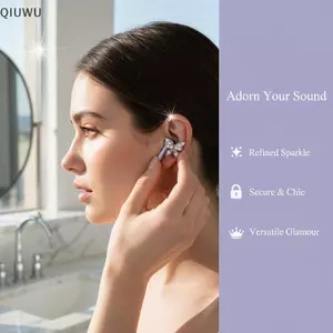 QIUWU Kẹp Tai Nghe Bướm Kim Cương Giả Sáng Bóng Có Thể Tháo Rời Dễ Dàng Lắp Đặt Tai Nghe Trang Trí Để Mặc Thường Ngày.