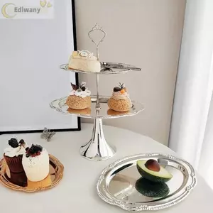 Đĩa ăn nhẹ EDIWANY, Khay bạc hình bầu dục màu bạc, Hộp đựng đồ trang sức dập nổi cổ điển Món tráng miệng
