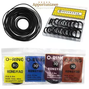 IAPPORTUNIA 200 Cái / bộ Cao su mặt sau đồng hồ, Dụng cụ sửa chữa Vòng chữ O bằng cao su đóng hộp, dành cho thợ đồng hồ Độ dày 0,5mm / 0,6mm Vòng chữ O chống nước