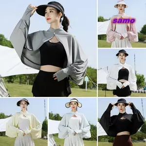 Khăn choàng chống nắng SAMO, Tay áo dài tay mùa hè mỏng, Chống nắng thời trang Ice Silk Tấm che nắng thoáng khí Áo choàng câu cá