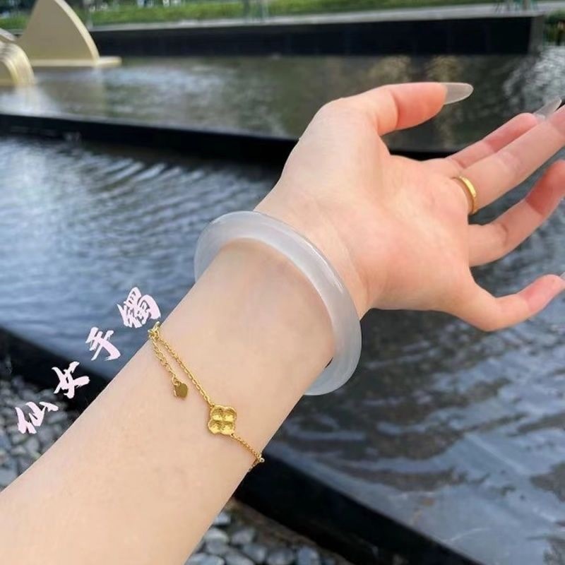 Vòng tay đá mắt mèo Trang sức thời trang ánh trăng trắng