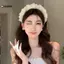 KUZHEN Lưới Sợi Xếp Ly Mũ Nữ Organza Màu Nguyên Chất Xếp Ly Rửa Mặt Mũ Đa Năng Phụ Kiện Tóc HOT