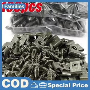 100 / 200 Cái M4 M5 Vít Tự Khai Thác Kim Loại Dây Kẹp Bộ Kẹp Loại U & Vít Để Cố Định Ô Tô Xe Máy Ebike ATV