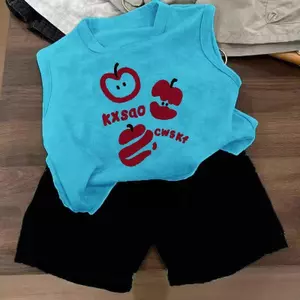 Phong cách mới (80-140) Áo Vest không tay cho bé trai + Quần short Bộ đồ hai mảnh đẹp trai hợp thời trang
