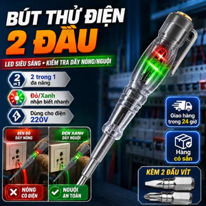 ⚡Ship Nhanh⚡Bút thử điện mô-men xoắn cao 2 đầu | Bút cảm ứng LED sáng kiểm tra điện | Bút phát hiện dây nóng nguội
