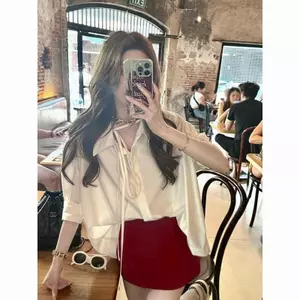 Phù Hợp Với Nữ Phong Cách Phương Tây Bộ Đồ Hai Mảnh Fried Street Cao Cấp Phong Cách Mới Áo Sơ Mi Tính Khí Hàng Đầu Ôm Hơn Nhìn Váy