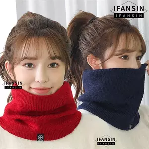 Ấm cổ IFASIN, Khăn quàng cổ dệt kim mềm mại lông len, thời trang giữ ấm Lớp lót dày chống lạnh cổ đông