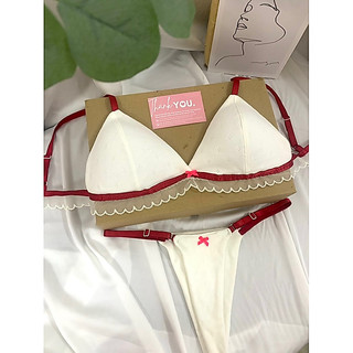 Set đồ lót thun cotton tone màu trắng - Hàng Handmade - MimiHouse