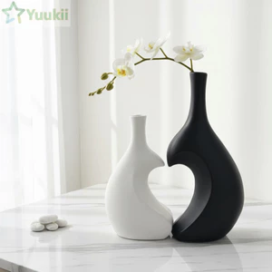 YUUKII Một Bộ Bình Gốm, Bình Hình Trái Tim Cao Cấp Hình Trái Tim Không Đều, Bình Trồng Nước Trang Trí Máy Tính Để Bàn Màu Trơn Thanh Lịch