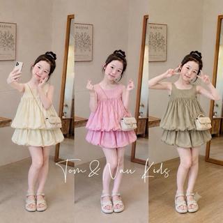 S291-[tomnaukids] Set áo phối quần bí vải gió cực kỳ mát cho bé gái size từ 8-35Kg