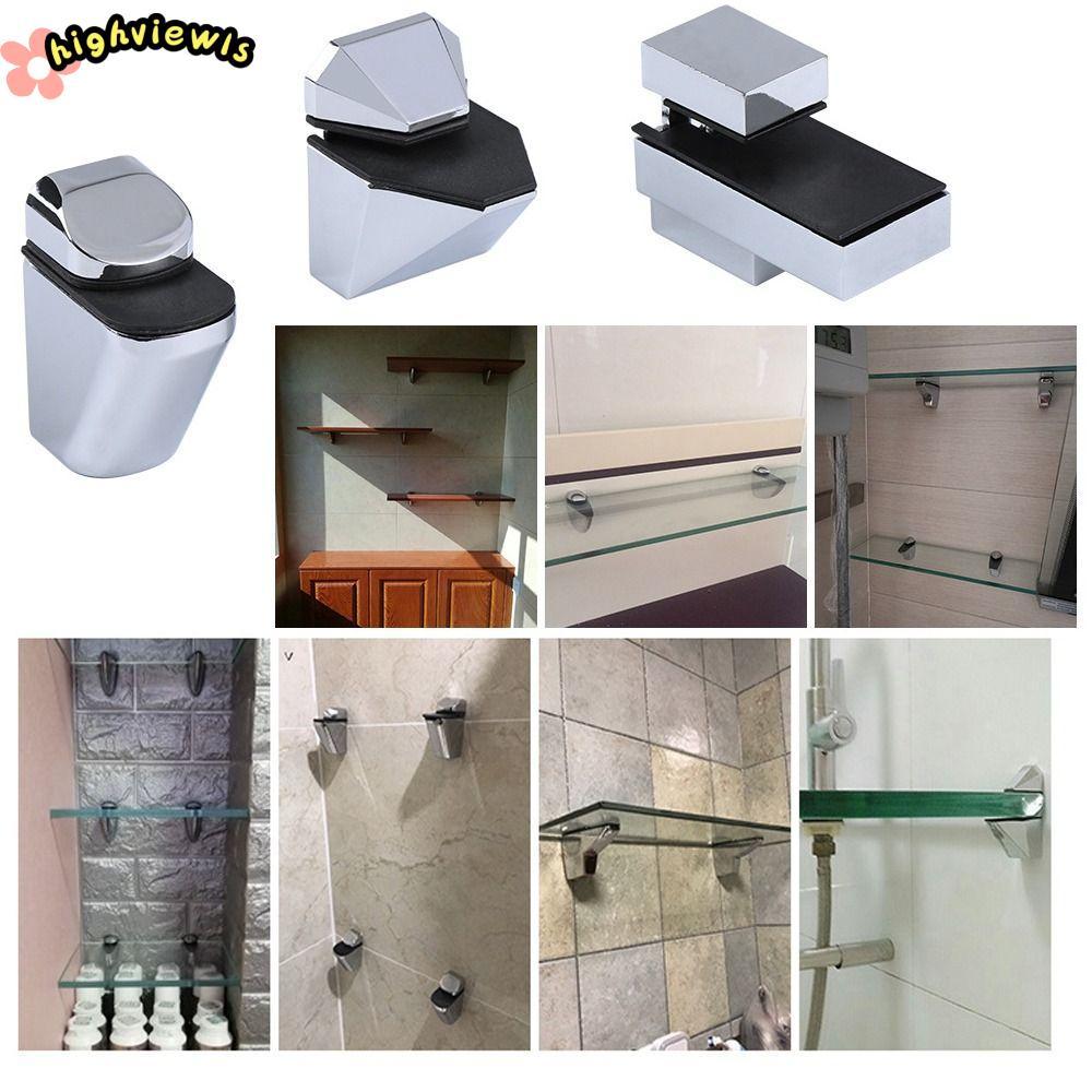 Hỗ trợ kệ kính HIGHVIEWLS, Kẹp kệ kính cố định bằng hợp kim kẽm, Kẹp miệng cá Phần cứng có thể điều chỉnh Giá đỡ phòng tắm Giá đỡ gia đình
