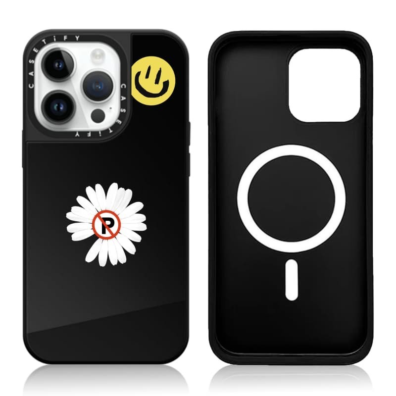 CASECASE X G-DRAGON Không có hoa cúc cho phép hút từ tính Vỏ iPhone Gương đen & bạc IPhone 17 16 15 14 13 Pro Max Plus Ốp lưng cứng có hộp khắc logo