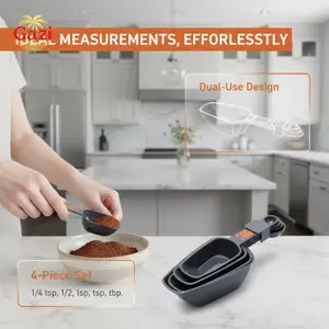 Bộ Thìa Đo Đa Kích Thước Nhựa PP 4 Cái 1 4 Cốc Đến 1 Cốc Cân Để Nướng Bếp Nấu Ăn [VN]