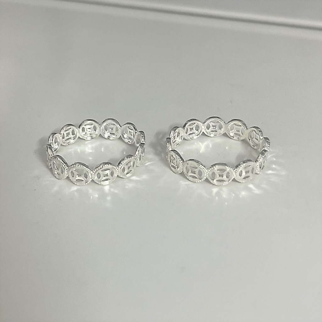 Nhẫn Kim Tiền SIZE LỚN bạc ta đường kính 19mm dành cho ni tay lớn - Nhẫn nữ phong thuỷ dành - Bạc thật TTA.R019