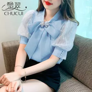 Mùa Hè 2026 Áo Sơ Mi Voan Ngắn Tay Nữ Giảm Tuổi Phong Cách Phương Tây Tay Phồng Bán Chạy Áo Sơ Mi Nhỏ T-
